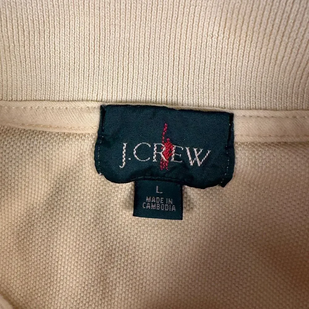 J.CREW Oarsman Polo‎ Shirt Men Large Yellow Short Sleeve Preppy Casual Flaw